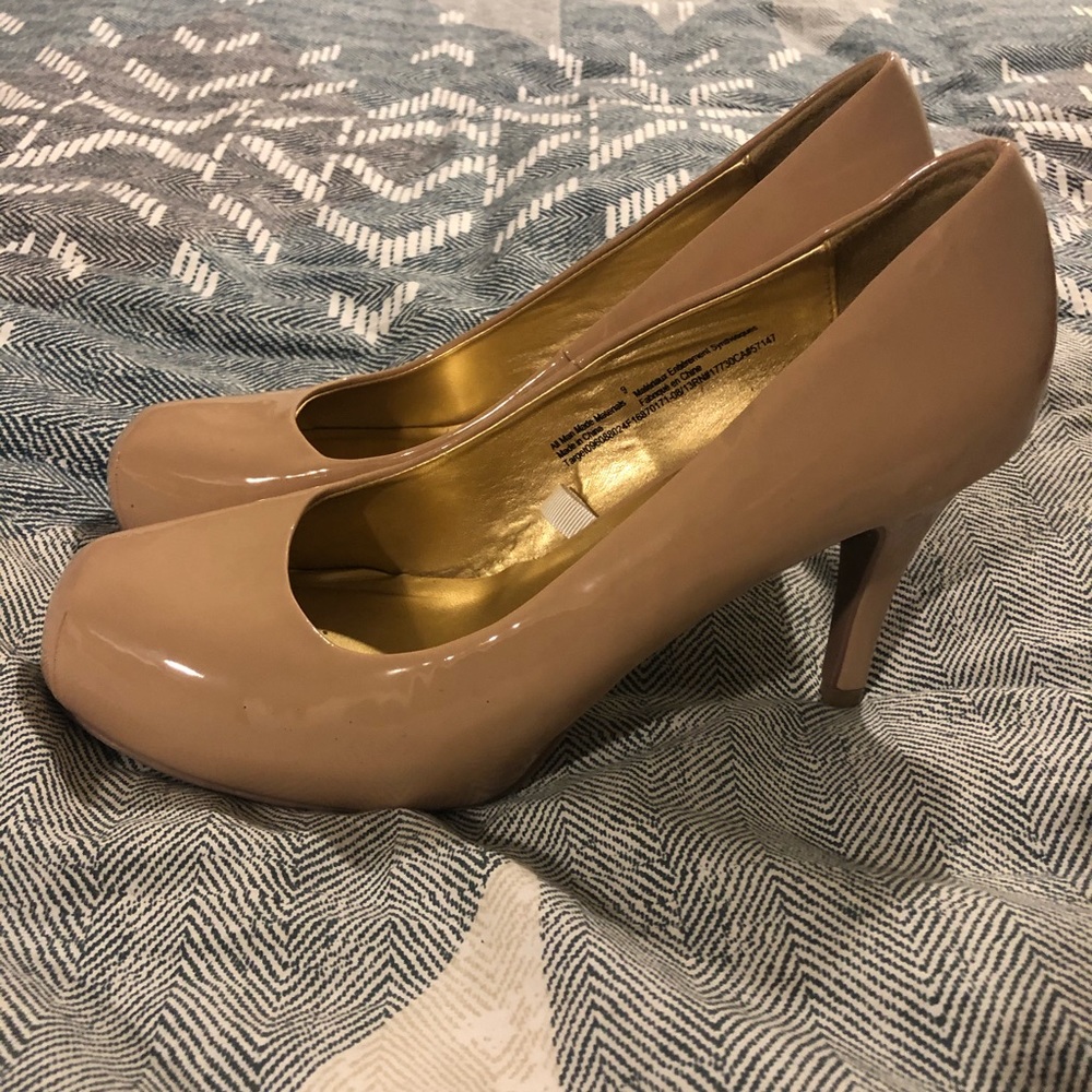 Nude Patent Leather Pumps